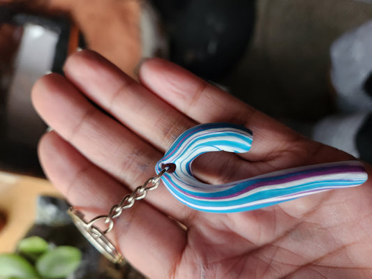 Blueberry Candy Cane Keychain