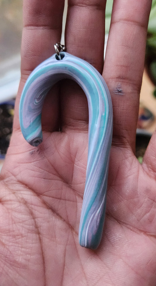Grape Swirl Candy Cane Keychain